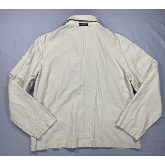 Vtg Tommy Hilfiger Golf Jacket M Fits S Khaki Full Zip Windbreaker 90s Y2K Short - Picture 3 of 15